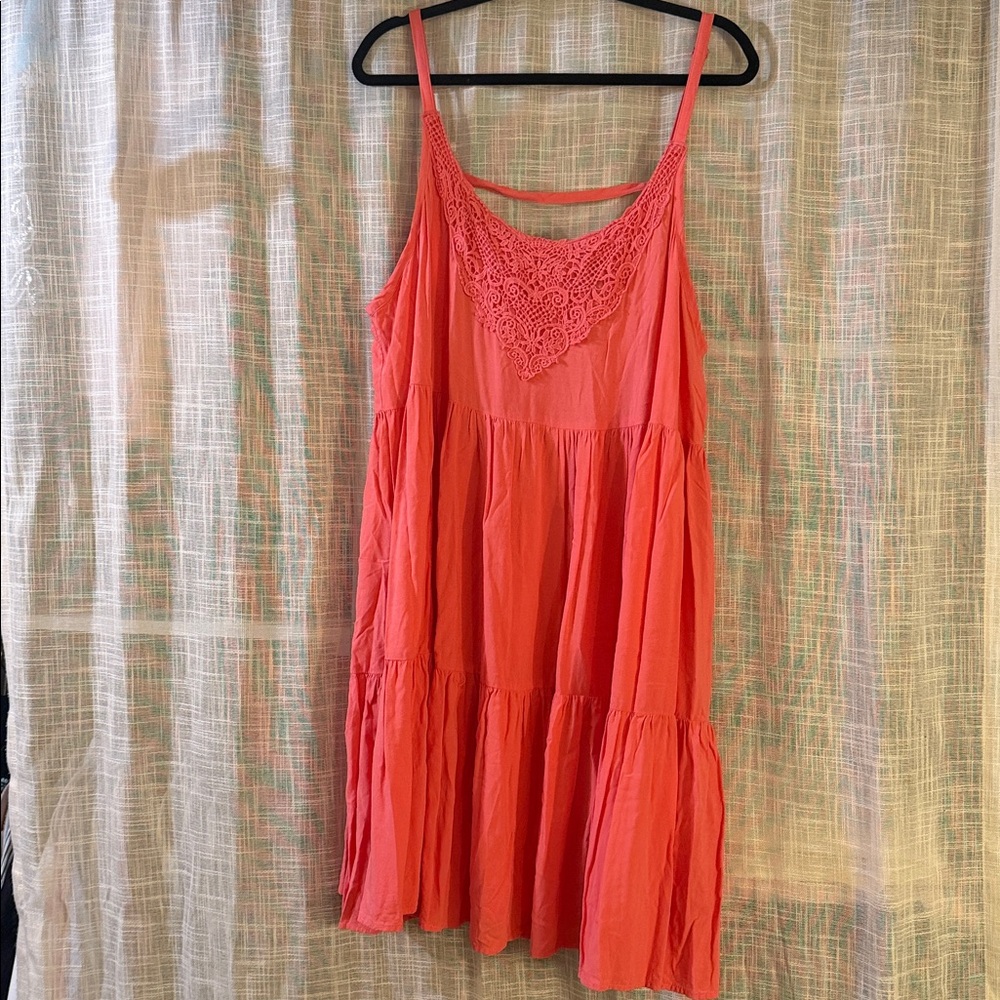 Torrid Coral Lace-Trimmed Sleeveless Dress